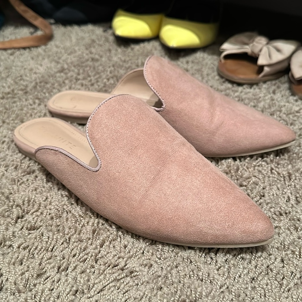 Soft pink suede mules size 7